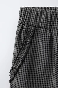 PANTALON À CARREAUX VICHY ET VOLANTS