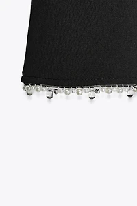 PEARL EMBELLISHED STRETCH FLARE PANTS