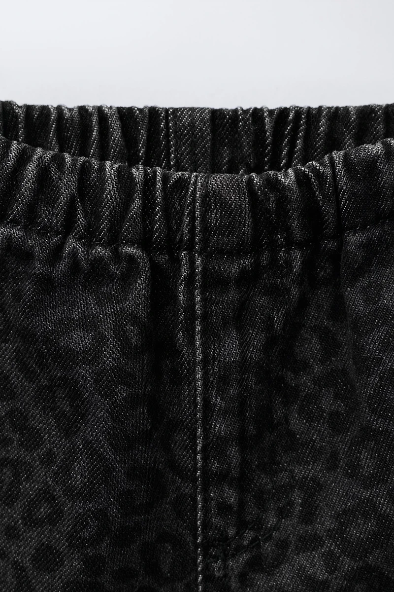 ANIMAL PRINT BAGGY DENIM PANTS