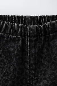 ANIMAL PRINT BAGGY DENIM PANTS