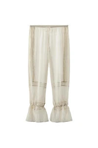 VISCOSE BLEND LACE RUFFLE PANTS