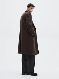 Long double-breasted wool blend coat - LIMITED