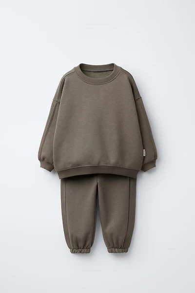 JOGGING SWEATSHIRT AND BASIC JOGGER PANTS SET WITH LABEL