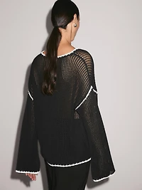 100% cotton openwork crochet sweater