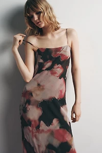 BEADED FLORAL PRINT DRESS