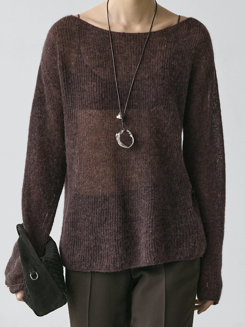 Alpaca and wool blend knit sweater