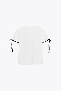 CONTRAST BOW T-SHIRT