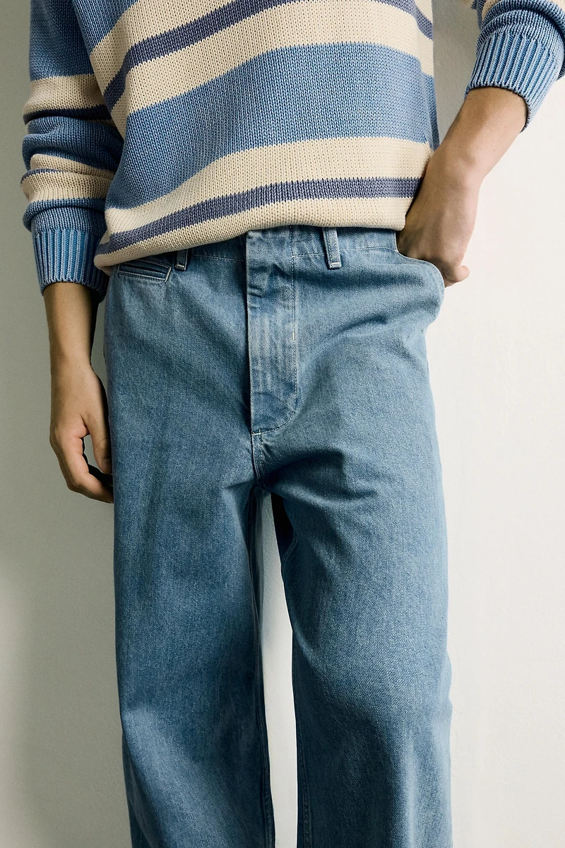 STRAIGHT FIT DENIM CHINO PANTS
