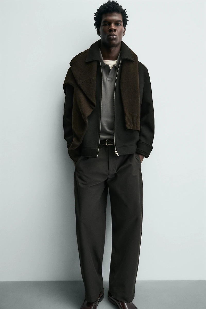 WOOL EFFECT ZIPPER JACKET