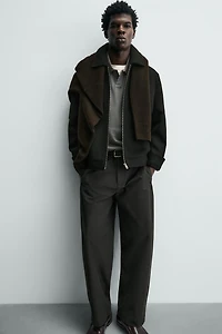 WOOL EFFECT ZIPPER JACKET