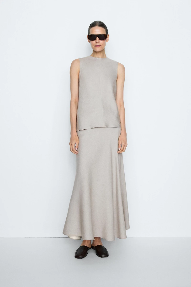 STUDIO Linen Blend Flounce Skirt