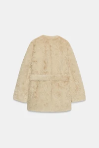 FAUX FUR BELTED JACKET ZW COLLECTION