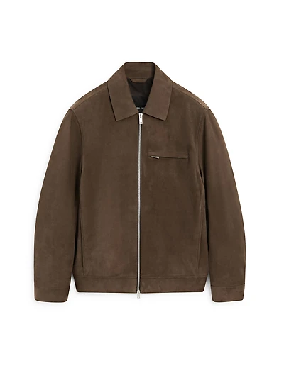 Veste courte en cuir effet daim