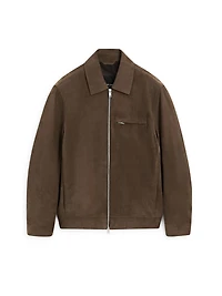 Veste courte en cuir effet daim