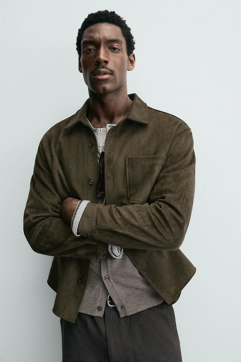 FAUX SUEDE OVERSHIRT