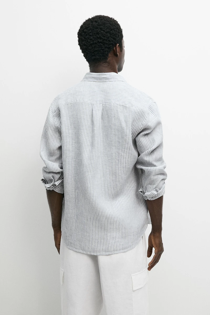 100% linen striped shirt