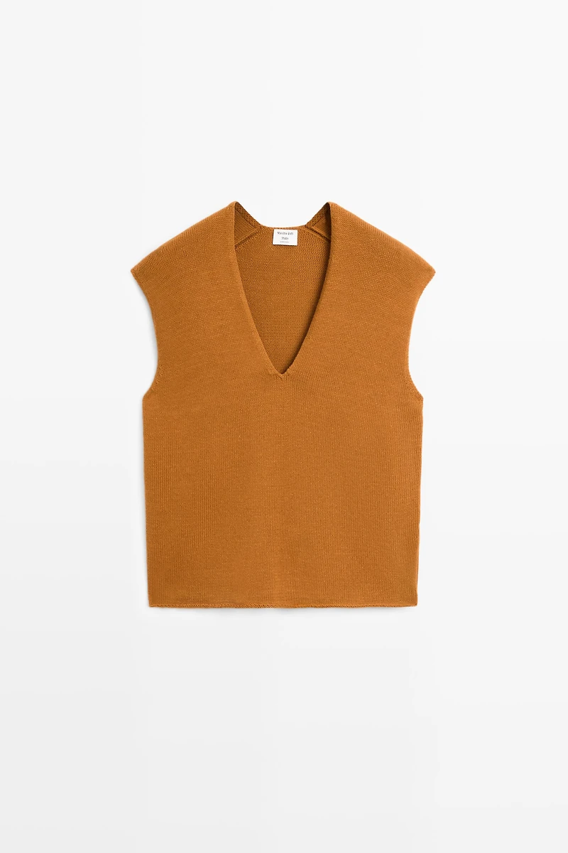 100% Cotton V-Neck Vest - STUDIO