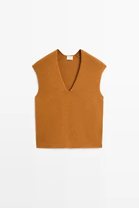 100% Cotton V-Neck Vest - STUDIO