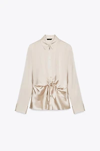 KNOTTED SATIN EFFECT SHIRT