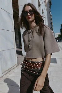 COVERED BUTTON KNIT CARDIGAN