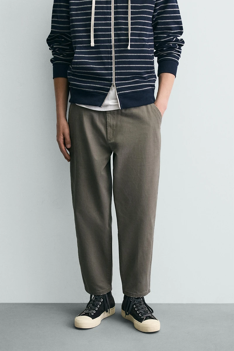 WASHED TAPERED FIT PANTS