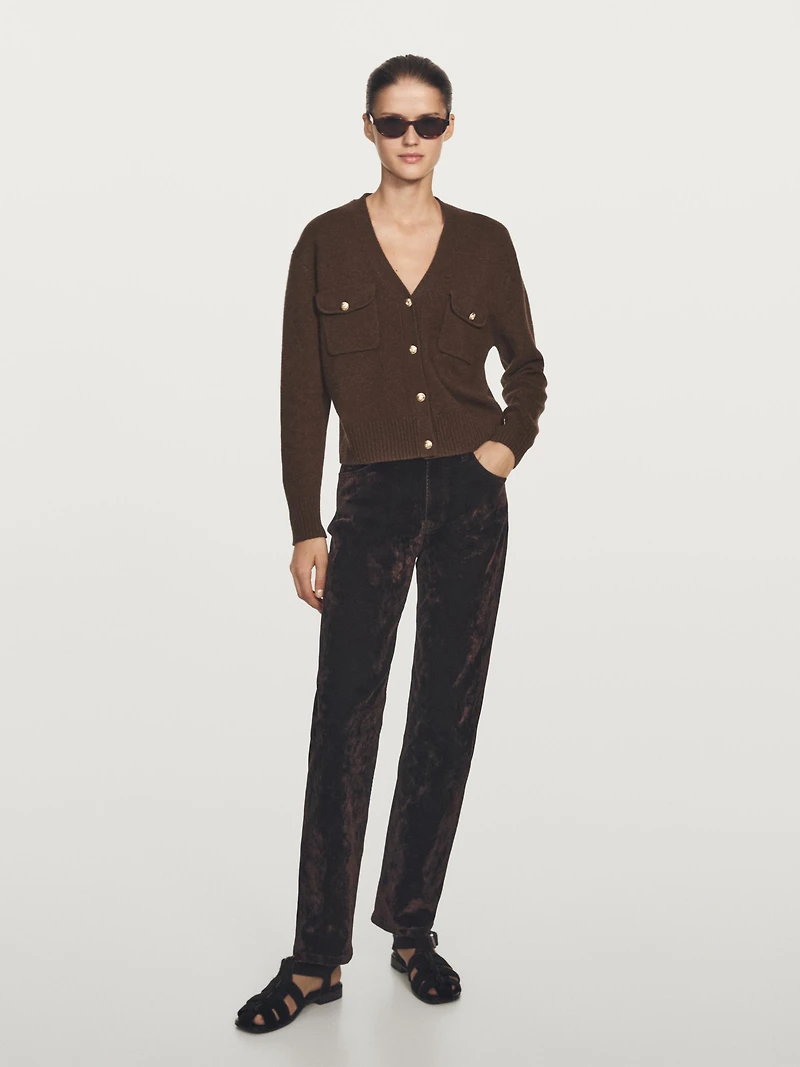 Straight-leg mid-rise flocked jeans