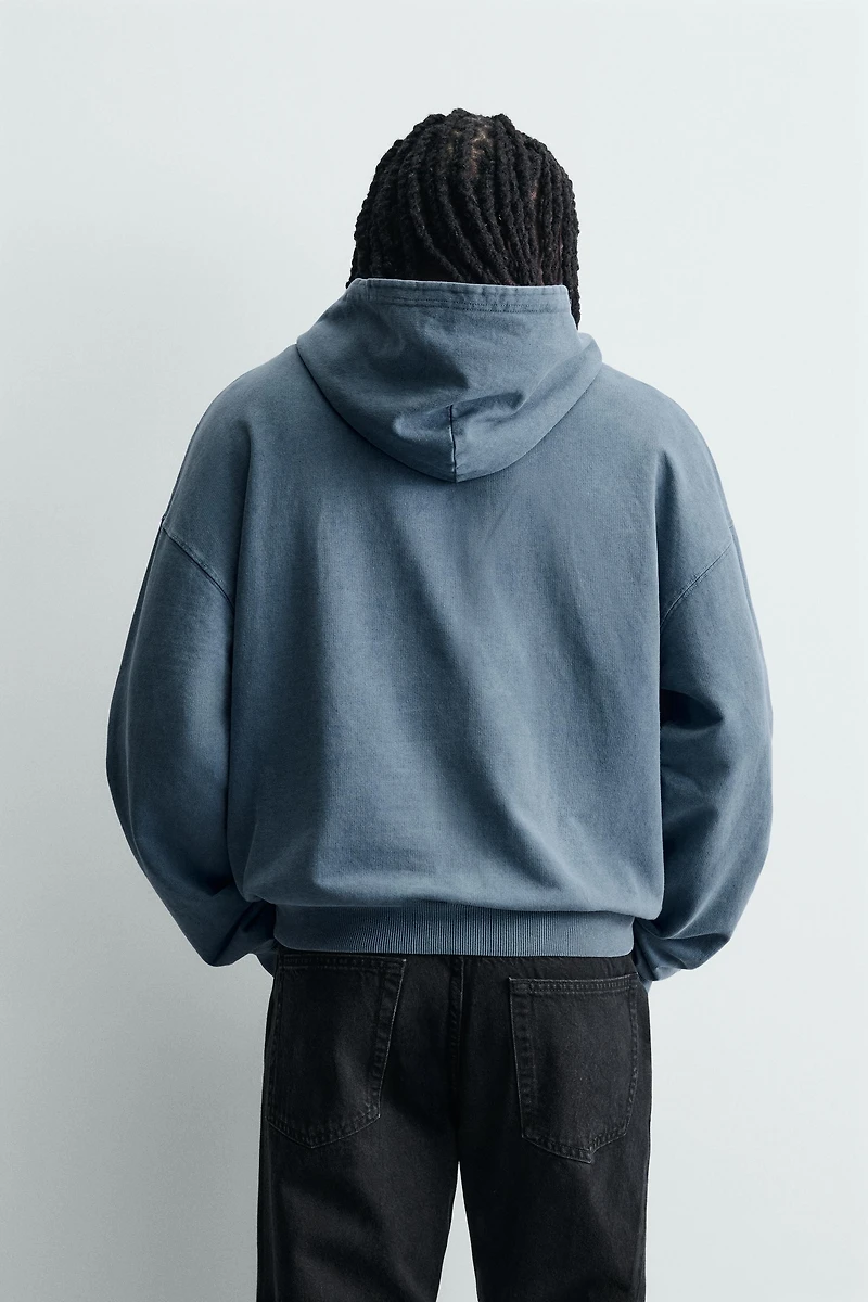 WASHED PRINTED TEXT SWEATSHIRT
