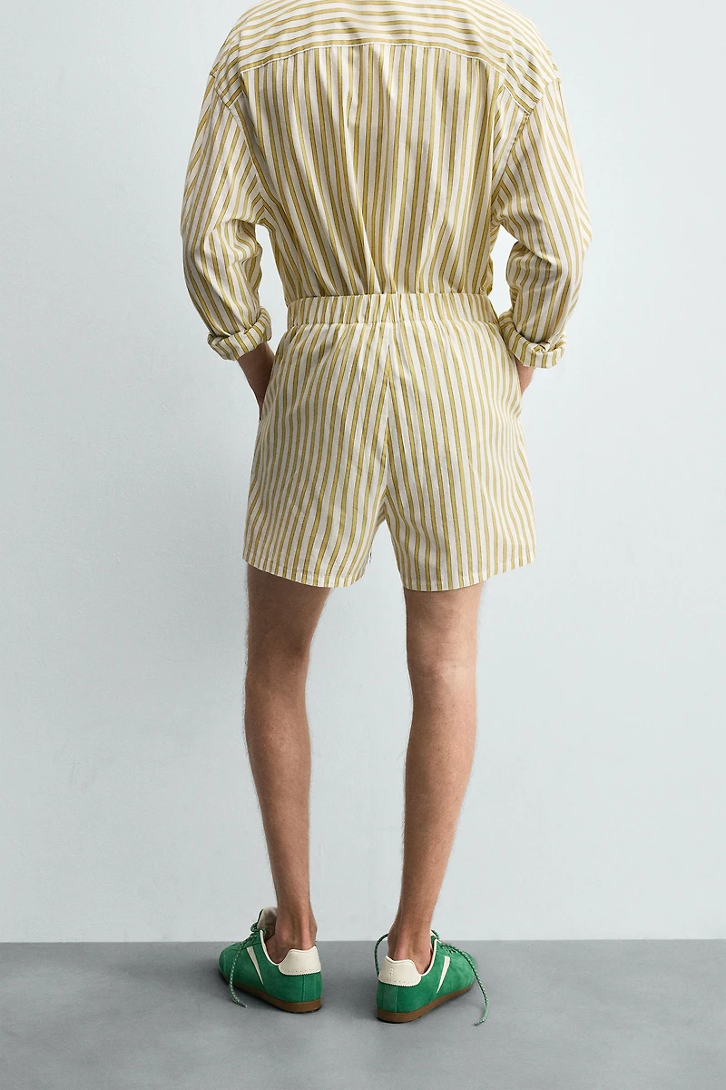 STRIPED EMBROIDERED SHORTS