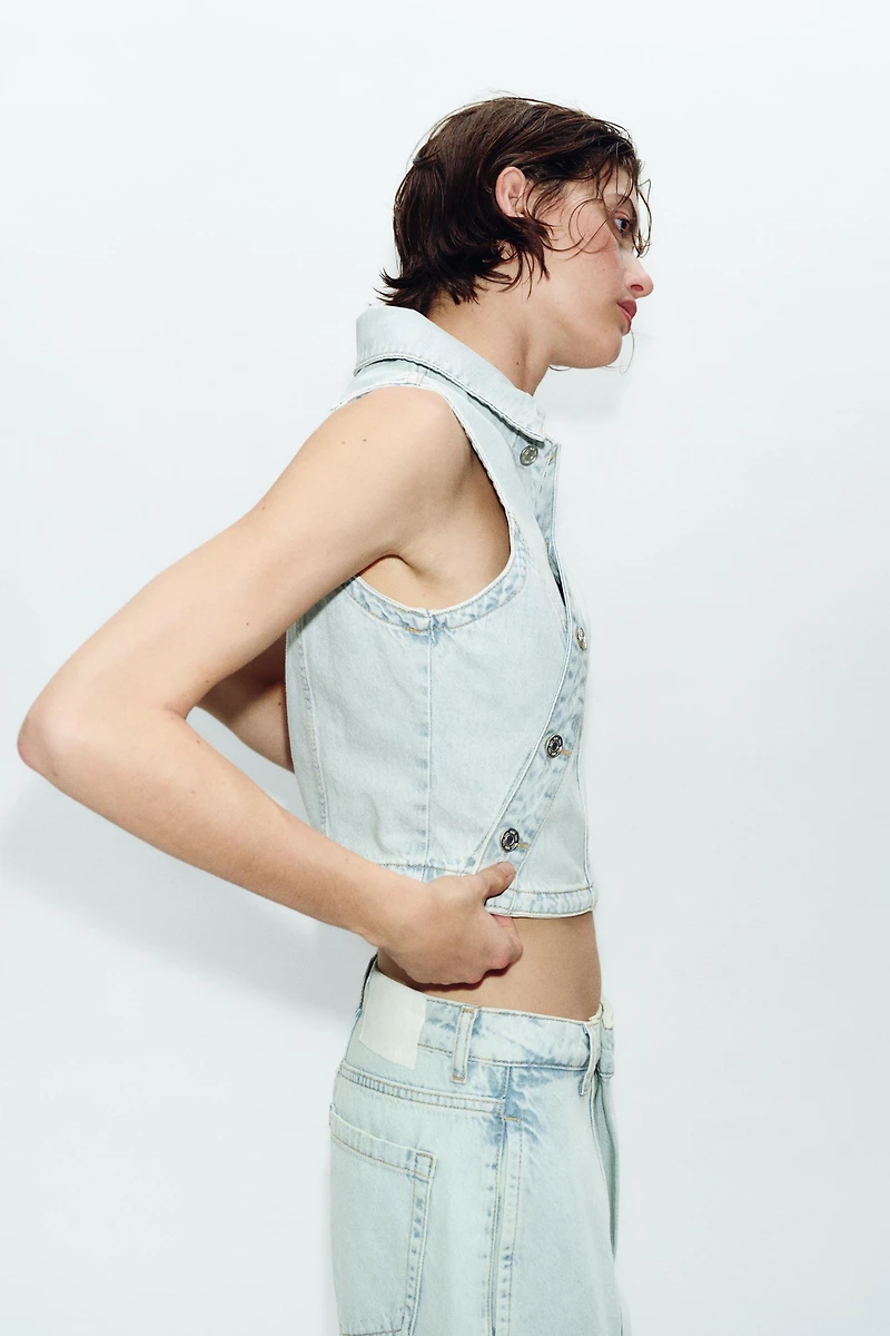 GILET COURT EN DENIM Z1975
