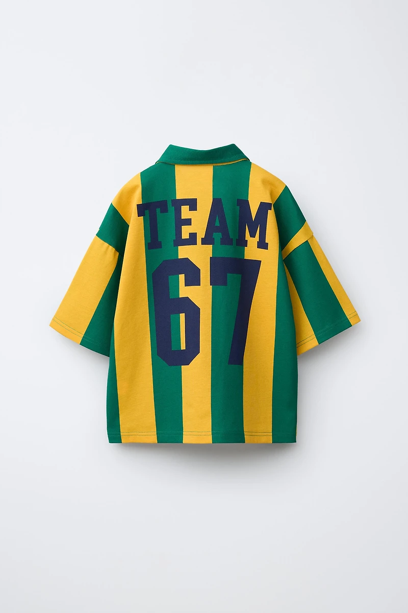 STRIPED TEAM SIX SEVEN POLO SHIRT