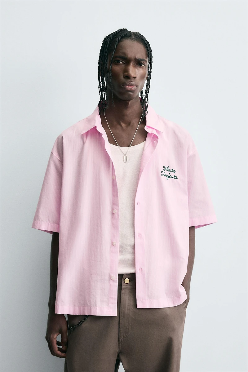 CHEMISE RAYURES TEXTE BIMATIÈRE