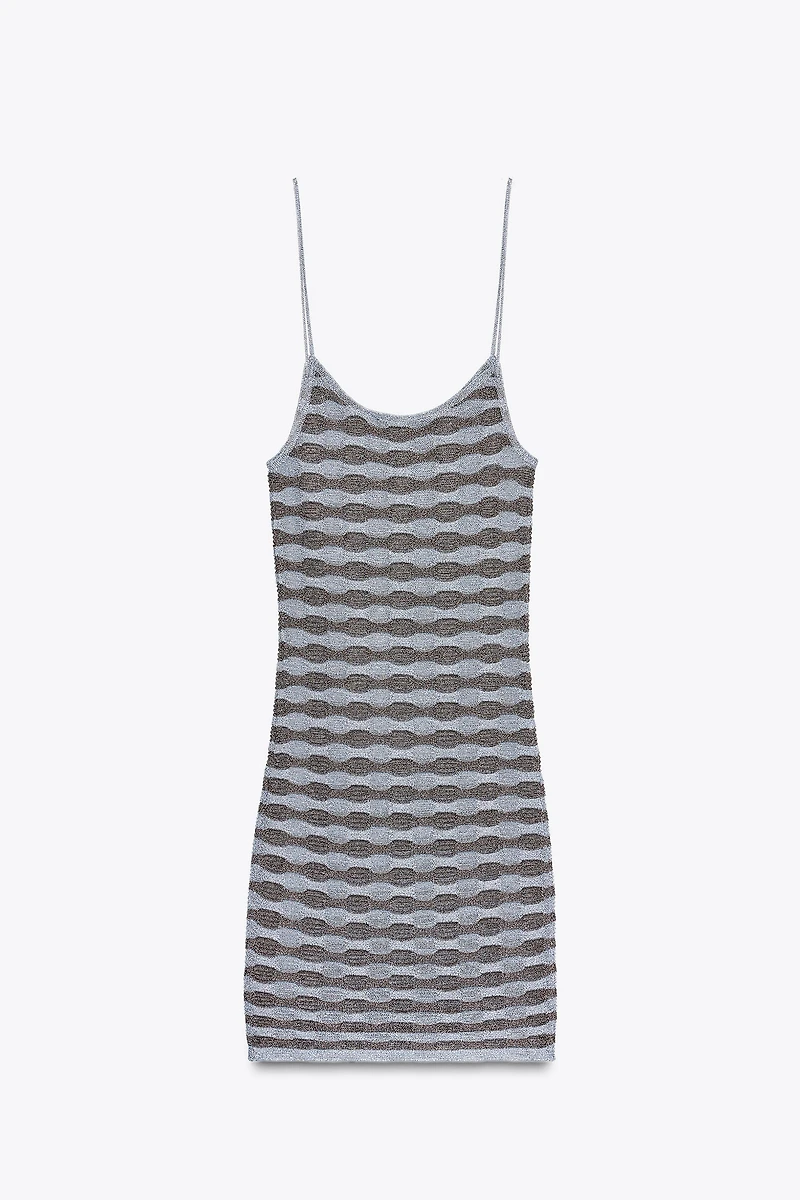 METALLIC THREAD STRIPE DRESS