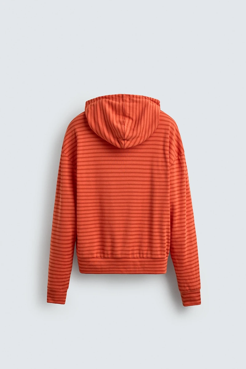 STRIPED HOODED SWEATSHIRT