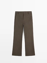 Kick flare cropped linen trousers