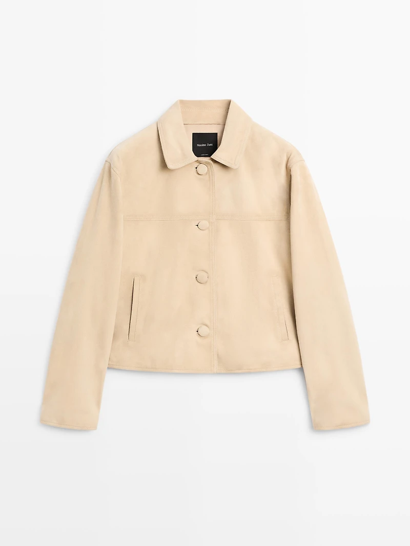 Short suede leather jacket