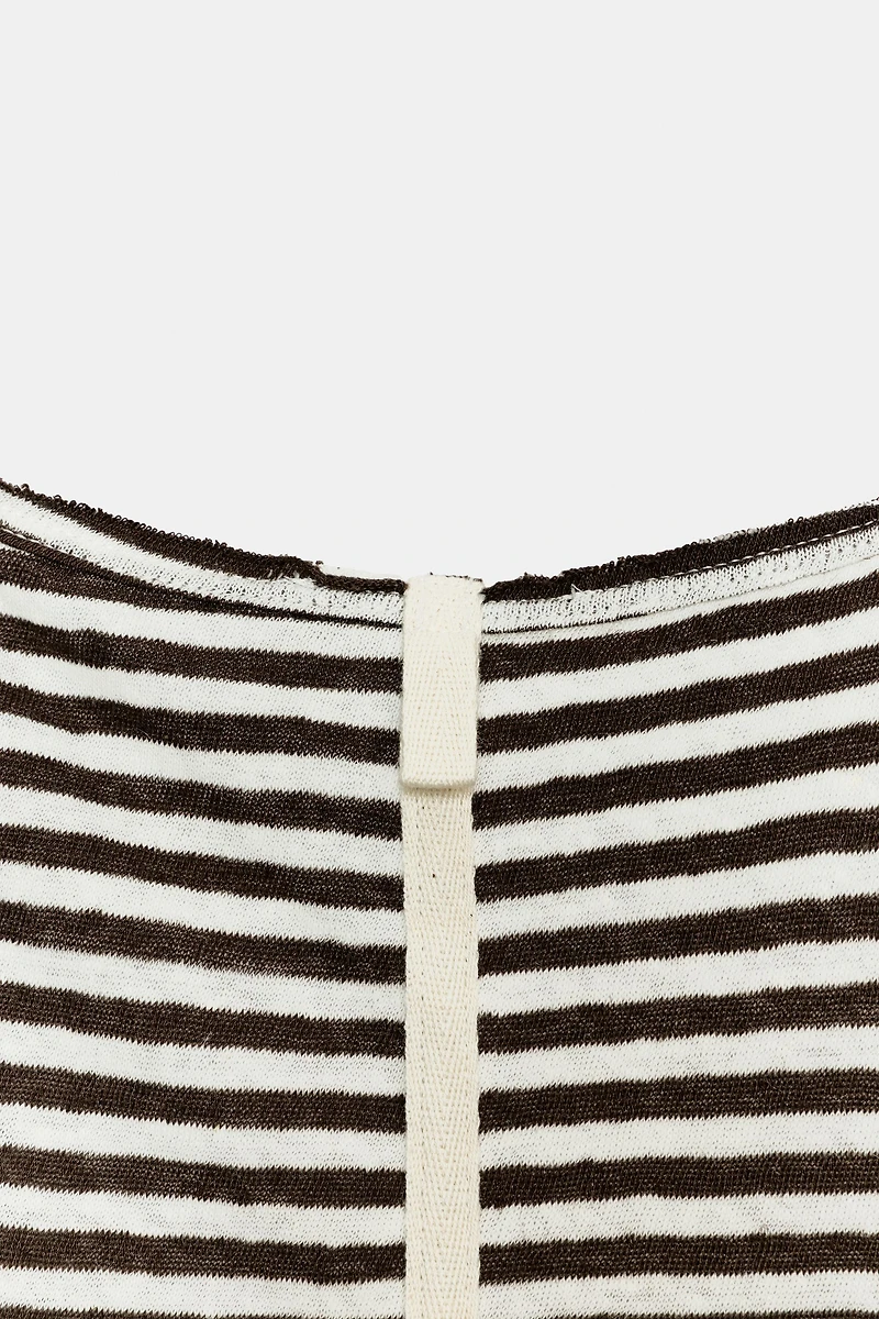 STRIPED COTTON AND LINEN TOP