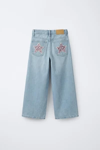 ANIMAL PATCH WIDE LEG JEANS