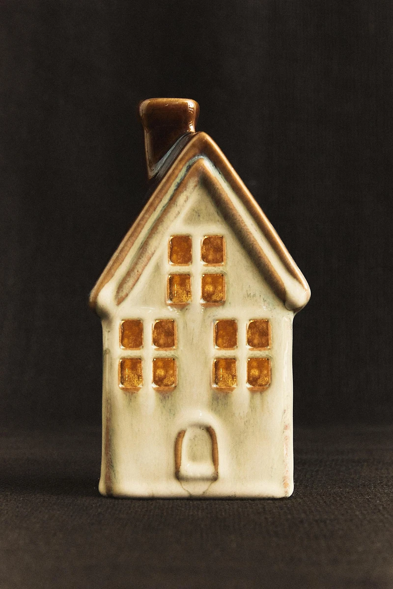 LIGHT-UP PORCELAIN HOUSE CHRISTMAS ORNAMENT