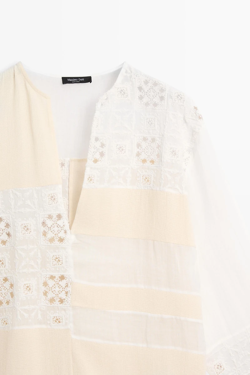 Flowing embroidered kaftan dress