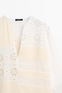 Flowing embroidered kaftan dress