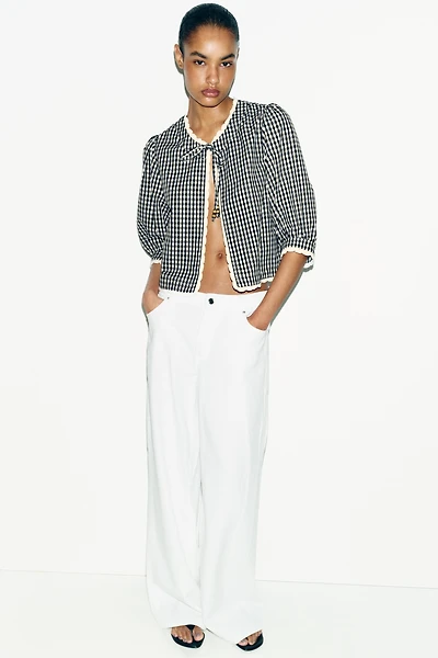 CROCHET GINGHAM CHECK JACKET