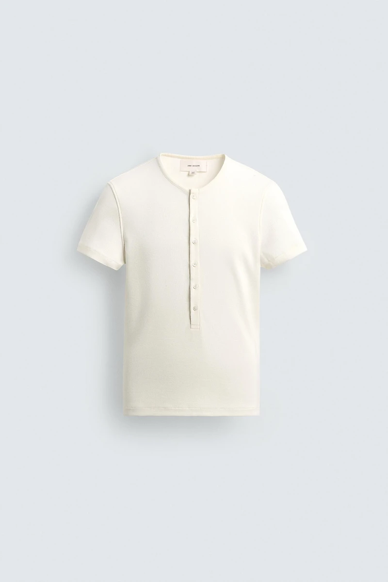 RIB KNIT HENLEY SHIRT