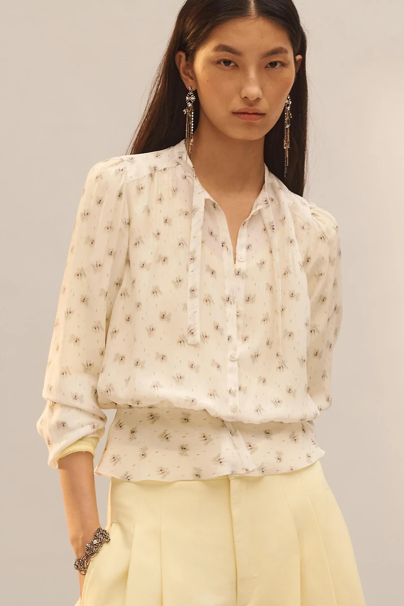 LIMITED EDITION PRINTED BLOUSE WITH TIES