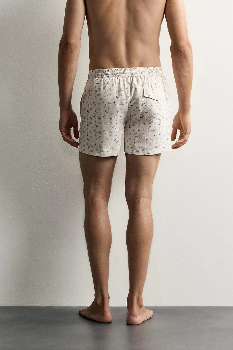 PAISLEY PRINT MID-LENGTH SWIM SHORTS