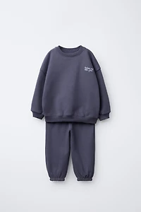 JOGGING SET SWEATSHIRT AND PANTS EMBROIDERED TEXT