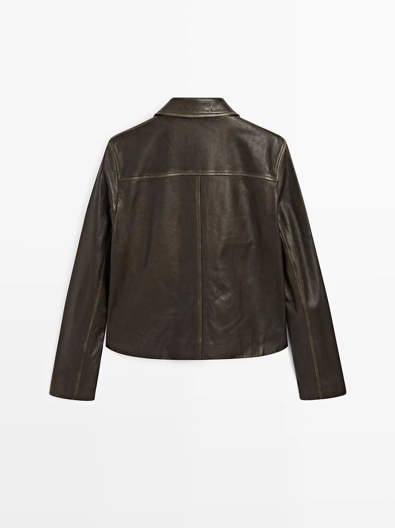 Nappa leather jacket with lapel collar