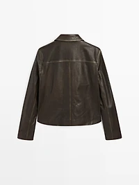 Nappa leather jacket with lapel collar