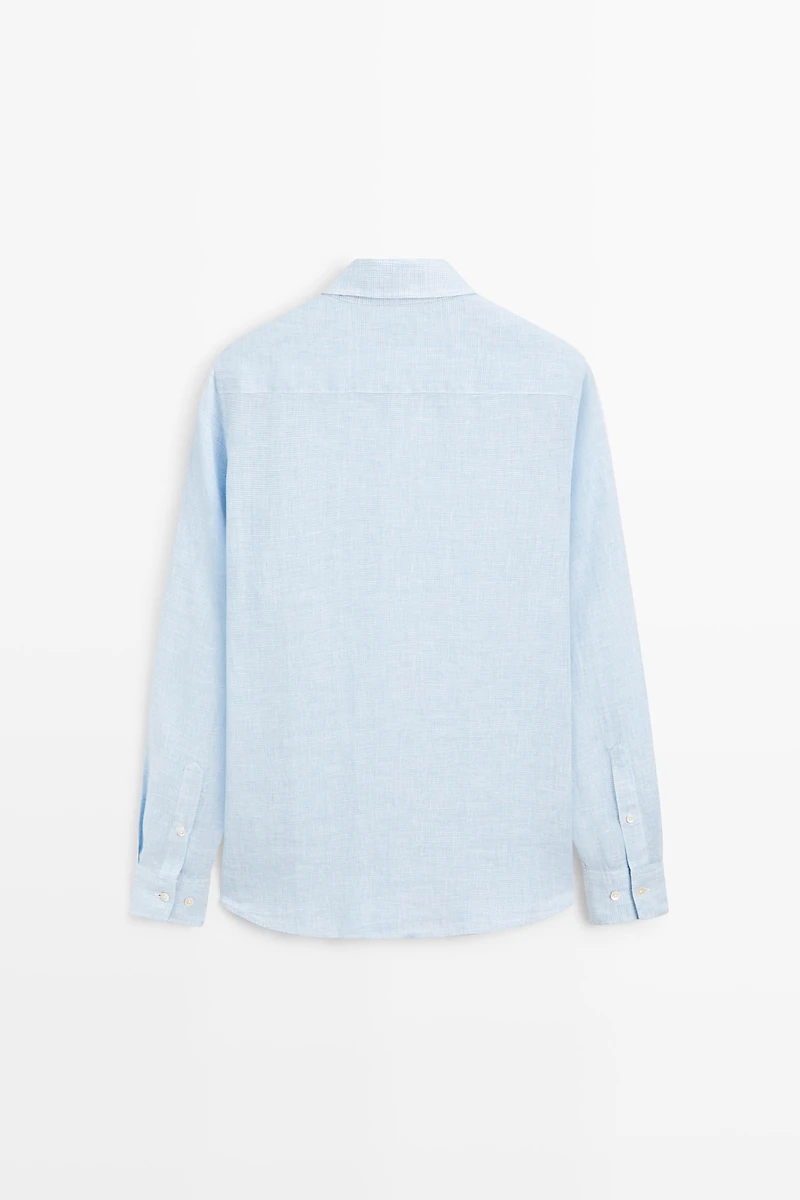 100% linen regular fit check shirt