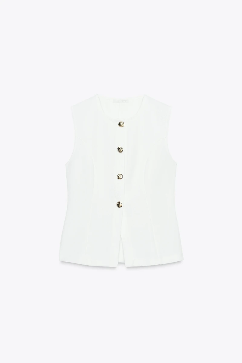 TOP GILET SERGÉ BOUTONS