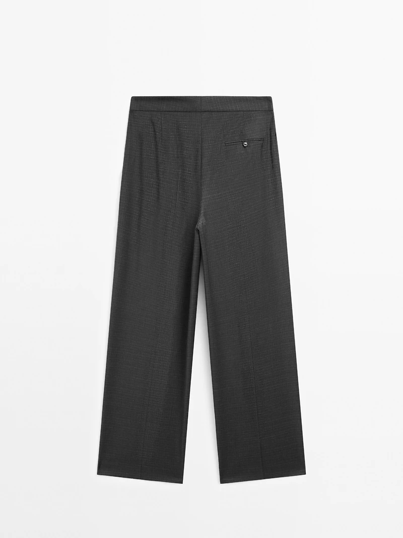 Wool blend darted trousers
